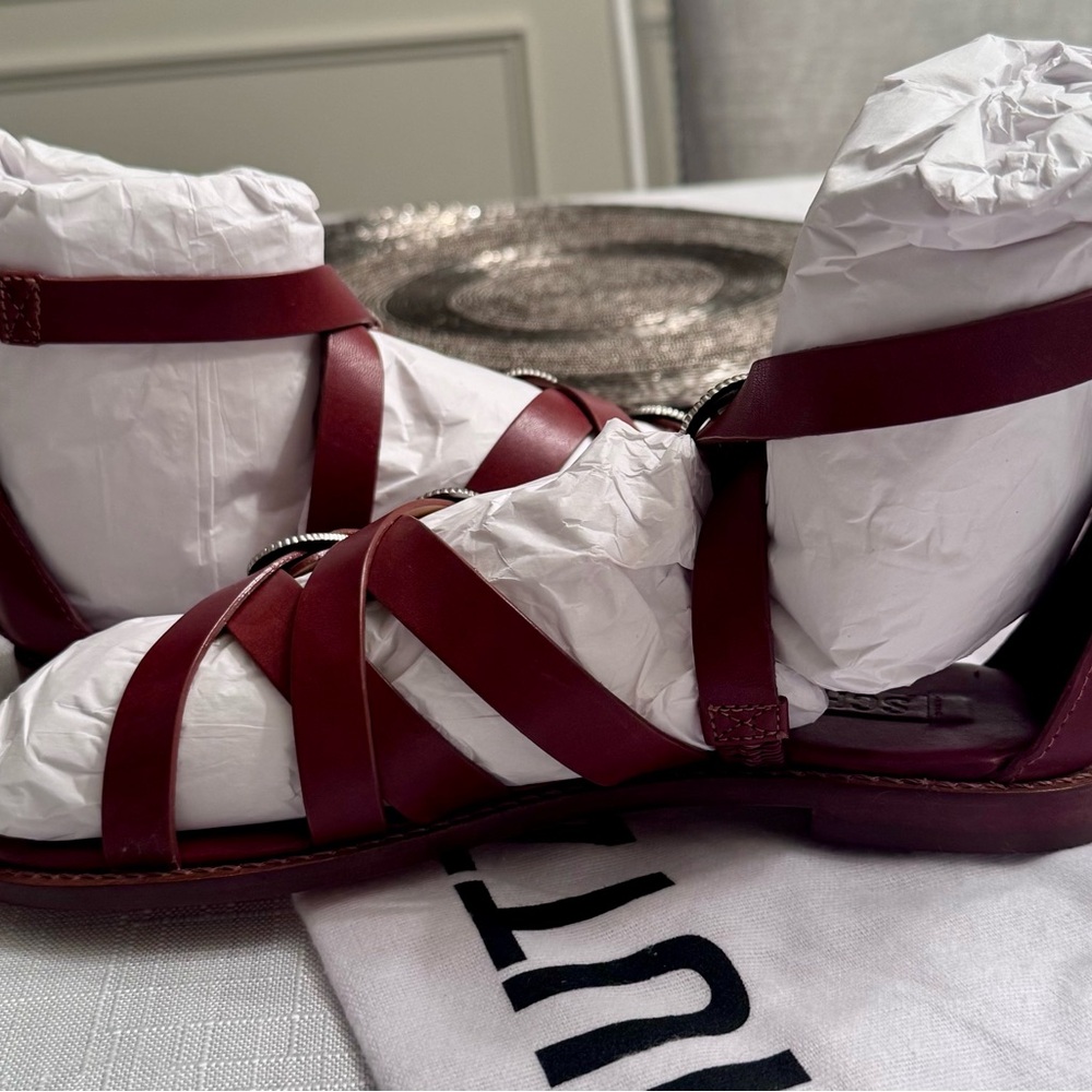 Schutz brown leather Harper buckle zip strappy sandal gladiator 7.5 - Picture 5 of 10